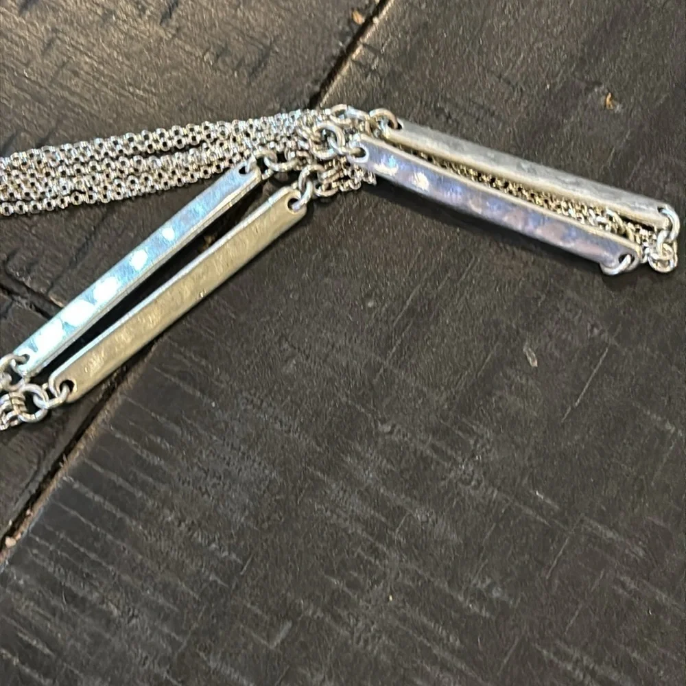 Lucky Brand Hammered Bars Silver Gold Multichain Eagle Enamel Pendant Necklace​